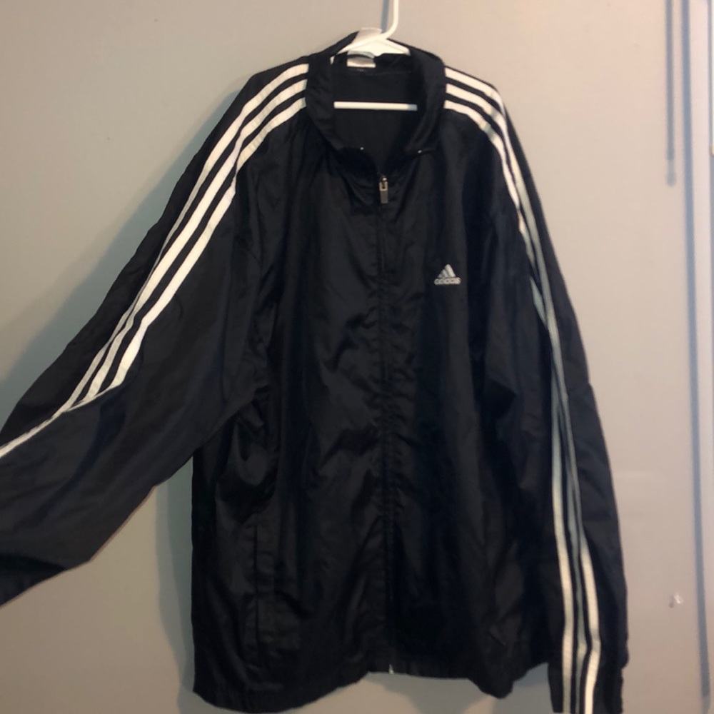 Adidas Black with white striped jacket